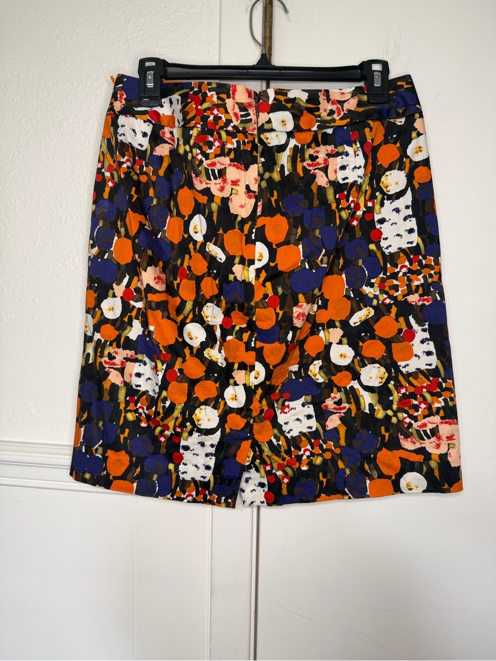 J. Crew Abstract Paisley Floral Mini Skirt in Black, Orange, Navy & Cream size 8 - Picture 3 of 4